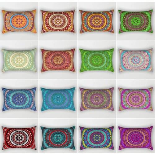 Indian Mandala Pattern Cushion Cover for Home Decor Floral Printed Soft Short Plush Throw Pillow Cover Decorative Sofa Bed Room