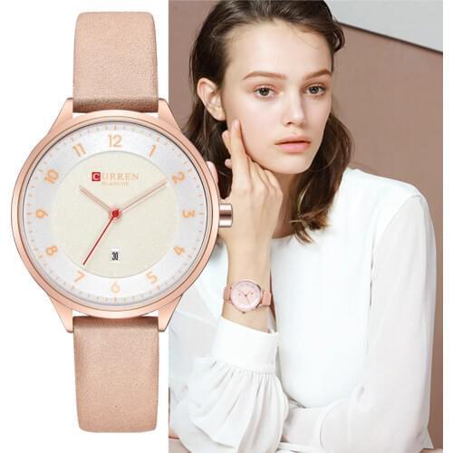 CURREN Luxury Rose Gold Women Watches Fashion Quartz Leather Wristwatches Casual Clock Ladies Wrist Watch New Montre Femme