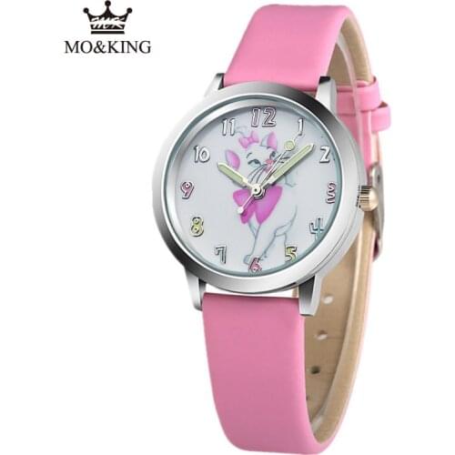 Fashion 2019 New Watch lovely cartoon pictures Childrens watch girl boy Faux Leather Strap Band Analog Quartz Wrist Watch Cat
