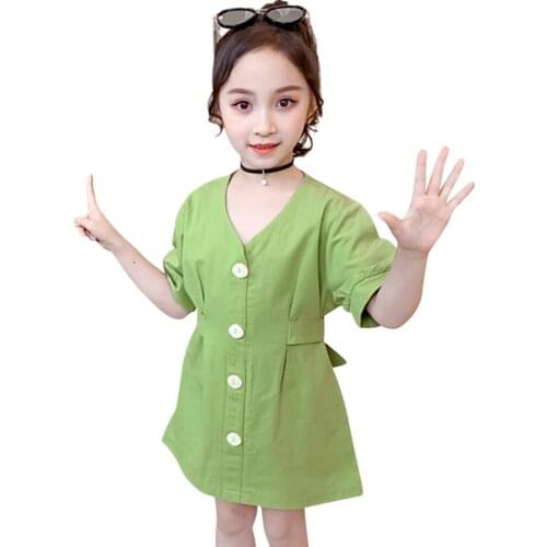 Kids Dresses For Girls Belt Party Dress For Girls Summer Kids Dress Casual Style Childrens Clothing 6 8 10 12 14