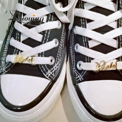 DUOYING Custom Name Shoe-buckle Personalized Jewelry Kids Adult Leisure Sneakers Lazy Shoe Tags Stainless Steel Nameplate Charms