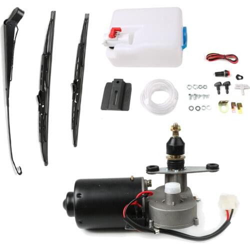 UTV Electric Windshield Wiper Motor Kit Wiper Assembly for Polaris Ranger Honda Washer Reservoir Pump Bottle Jet Wiper DC12V 30W