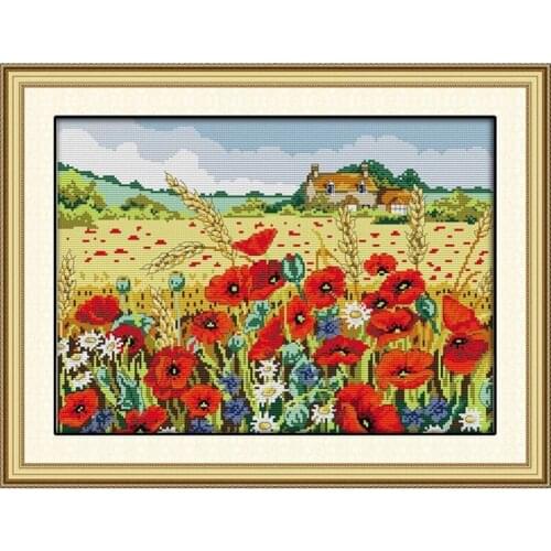 Corn Poppy Chinese Counted Cross Stitch Pattern DIY Set DMC Cross Stitch Fabric Painting Home Decor 11CT 14CT Printed On Canvas