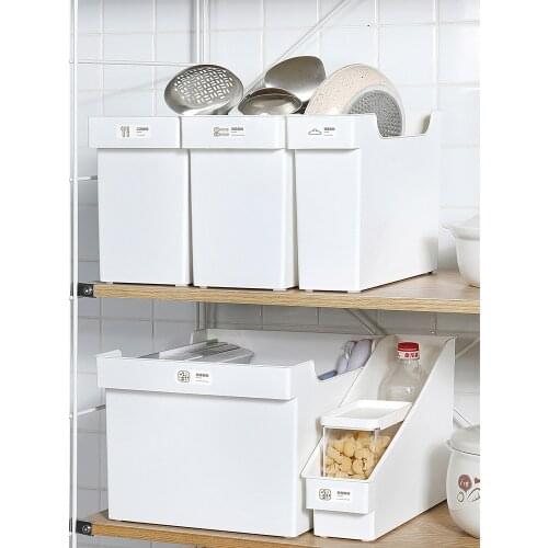 Kitchen Useful Special Storage Box Pulley Pot Cover Plastic Shelf Kitchenware White Storage Box Spice Plate Rack Storage Shelf