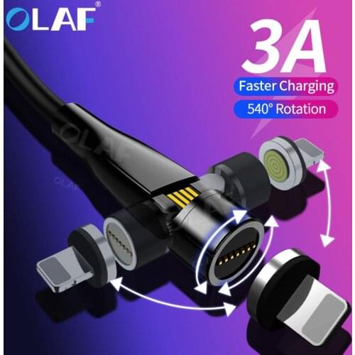 Olaf 540 Rotation Magnetic USB Cable Fast Charging Type C Cable Magnet Charger Data Charge Micro USB Cable Mobile Phone Cables