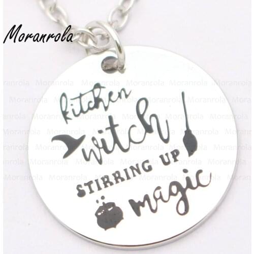 New arried" Kitchen Witch Stirring Up Magic "Copper necklace Keychain,charm Kitchen Witch Jewelry Funny Halloween necklace