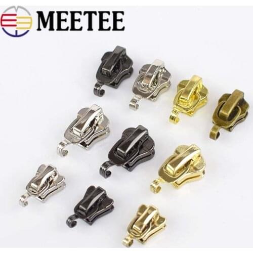 Meetee 20pcs 3# 5# Metal Nylon Resin Zipper Sliders Luggage Clothing DIY Hardware Zipper Pull Handmade Crafts Accessories AP568