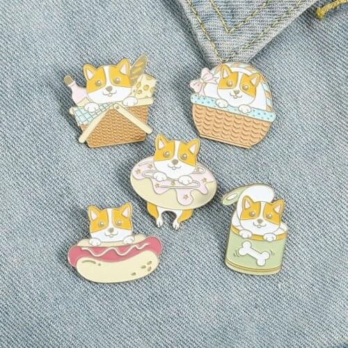 Fashion Badges Cute Dog Brooches cartoon Enamel Lapel Pins Gifts For Friends Jewelry