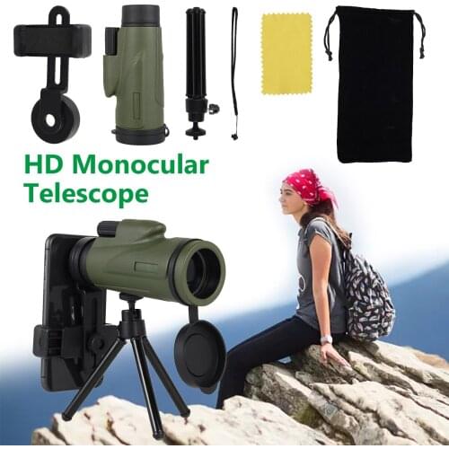 Telescope Monocular 12x50 Zoom Monocular Binoculars Clear Weak Night Vision Pocket Telescope w/ Smart Phone Holder for Camping