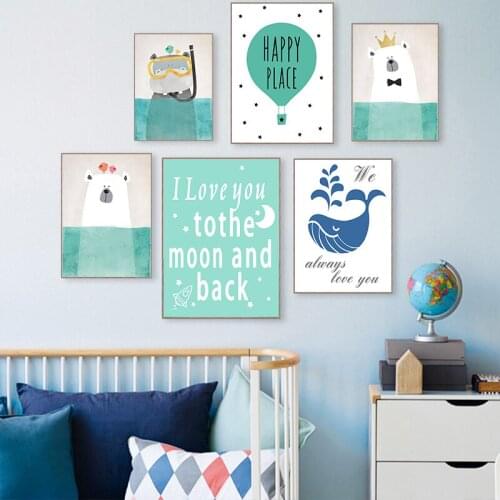 Cartoon Animals Canvas Art Print Painting Poster Wall Picture for Home Decoration Wall Decor A4 Art Prints Kids Poster Cartoon