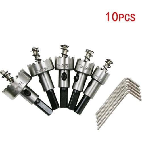 10pcs/ set Carbide Tip HSS Drills Bit Hole Saw Set Stainless Steel Metal Alloy 16/18.5/20/25/30mm