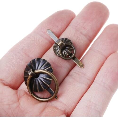 New 10 Pieces Of Green Bronze Ring Pin Handle Drawer Cabinet Desk Knob Furniture Hardware Accessories