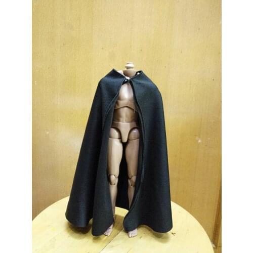 1:6 Scale Black Handmade CLoak Cape Model For 12" PH HT Male Figure Body Doll