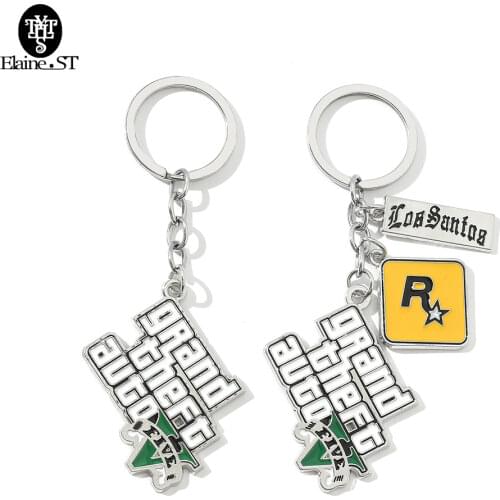 PS4 GTA 5 Game keychain Hot Sale ! Grand Theft Auto 5 Key Chain For Fans Xbox PC Rockstar Key Ring Holder 4.5cm Jewelry Llaveros