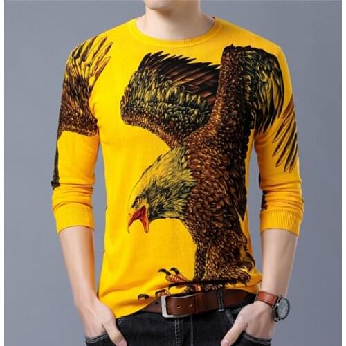 Autumn dragon sweaters mens long sleeve printed thin sweater domineering mens round neck design