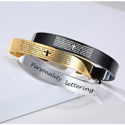 Modyle Personalized Engraved Custom Name Stainless Steel Bracelet Jewelry Name Words Letters Custom Bracelet & Bangle For Women