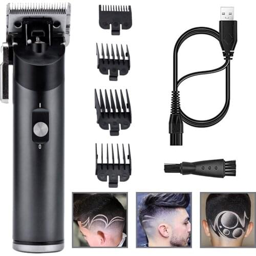 Professional Cordless Hair Clipper for Barber Shop Metal Case Electric Trimmer Mower Hollow Blade Cutting Machine Rechargeable
