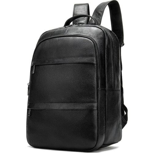 Professional Men Business Backpack Cow Leather Travel Bag Waterproof Slim Laptop Backpack School Bag Office Men Backpack Bag