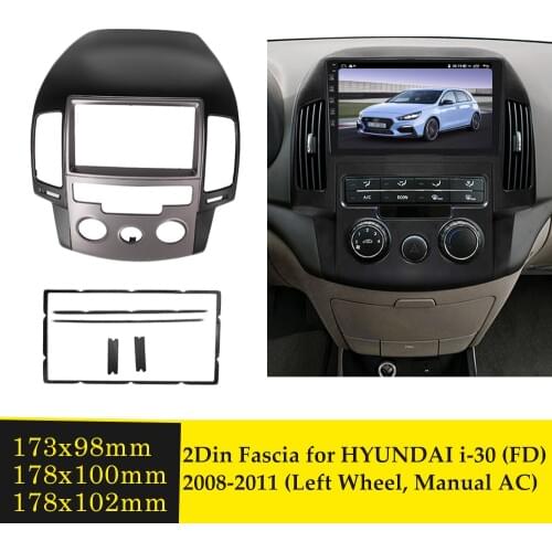 2 Din Car Fascia DVD Player Frame Audio Fitting Adaptor Dash Trim Kits Facia Panel For HYUNDAI i-30 i30(FD) 2008-2011 Left Wheel