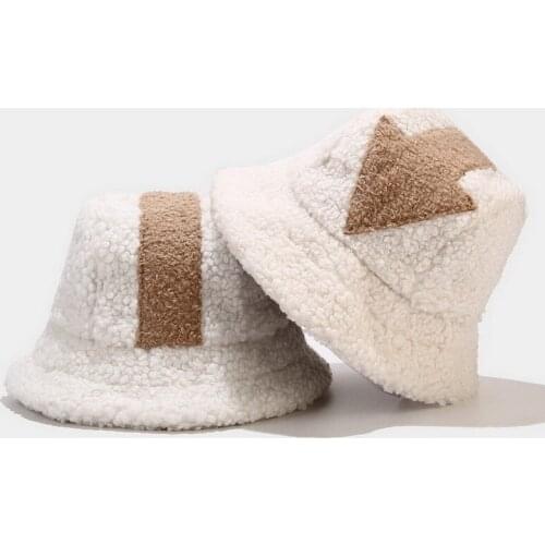 New Fashion Hip Hop White Lamb Wool Gorros Fishing Caps Faux Fur Bucket Hats Women Winter Warm Gorros Mujer