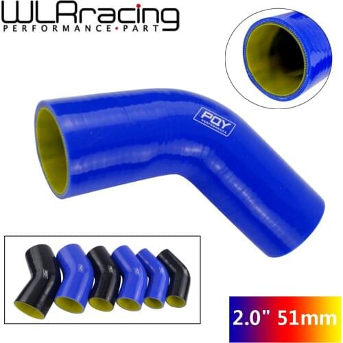 Blue / Black & Yellow 2.0" 51mm 45 Degree Elbow Silicone Hose Pipe Intercooler Turbo Intake Pipe Coupler Hose WLR-SH4520-QY