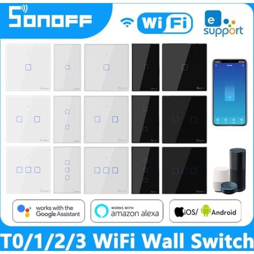 Sonoff T0 T1 T2 T3 For Alexa Google Home Smart Home WiFi RF 433Mhz Remote Control Wall Touch Panel Light Switch Panel Hot