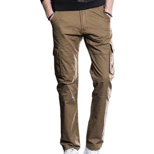 SRTM Autumn Winter Pocket Mens Casual Trousers Outdoor Solid Color Pants High Quality Male Cotton Wild Business Overalls