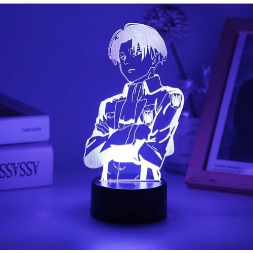 3d LED Night Lights Attack On Titan Bedside Table Lamp Anime Figure For Room Decor Cool Child Kid Gift Captain Levi Ackerman