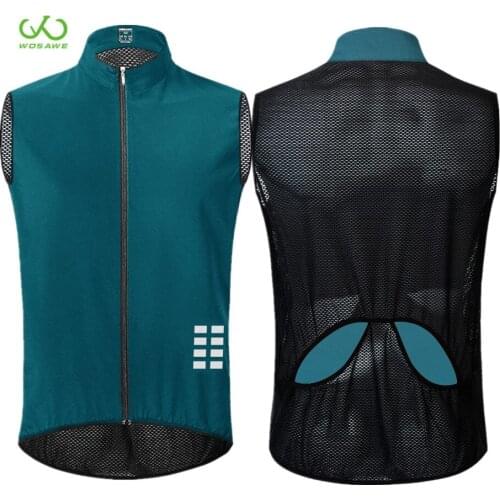 WOSAWE Breathable Tops Reflective Vest Bike Sleeveless Jersey Cycling Vest Maillot Roupa Ropa De Ciclismo Breathable Sportswear