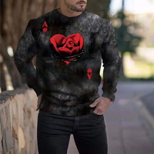 New Hoodie Mens Fashion Pattern Printed Autumn Casual Long Sleeve Tee Tops Men Vintage Loose O-Neck Pullover New Streetwear