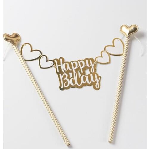 1pcs Lovely Star "Happy Birthday" Cakes Topper Baby Shower Kids Birthday Party Wedding Favor Supplies