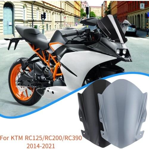 Motorcycle Double Bubble Windscreen Windshield Wind Deflectors Scratch Resistant Scooter For KTM RC125 RC200 RC390 2014-2021