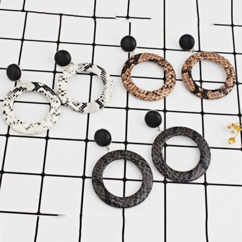 Vintage Acrylic Leopard Print Dangle Earrings For Women Multicolored Big Geometric Long Drop Earring 2020 Bohemian Jewelry