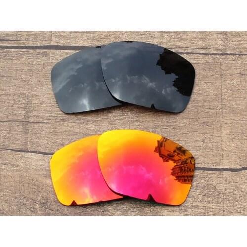 Vonxyz 2 Pairs Stealth Black & Ruby Mirror Polycarbonate Replacement Lenses for-Oakley Big Taco Frame