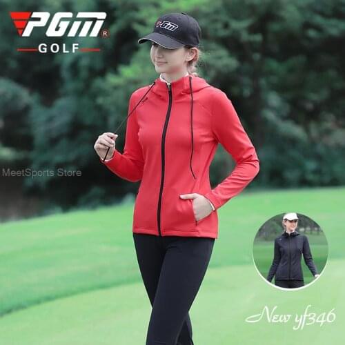 Ladies Zipper Golf Jacket Hooded Golf Coat Women Autumn Winter Casual Jacket Sportswear Windproof Slim Sport Windbreaker