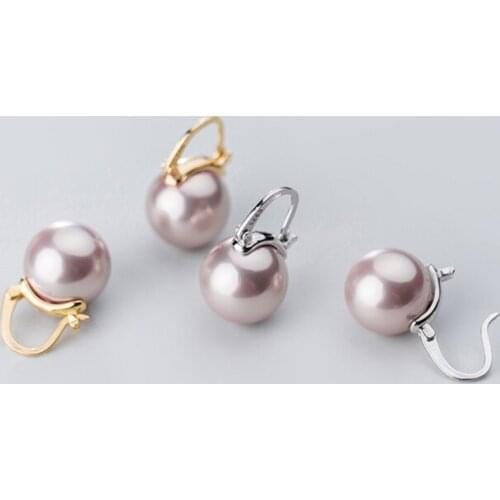 925 Sterling Silver Shell Pearl Fashion Earrings Jewelry For Women Purple Pearl Drop Earring Female Jewelry Valentines Day Gift