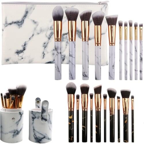 Teemo 10pcs marbling texture brushes face foundation powder eyeshadow kabuki eye blending cosmetic marble makeup brush tools