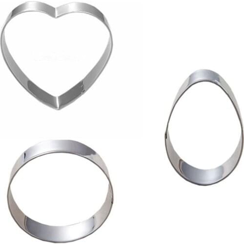 3pcs/Set Round,Heart Egg Molding Metal Cake Mold Fruit Vegetable Biscuit Cookie Cutter Tools Kitchenware Stainless Steel Stamp
