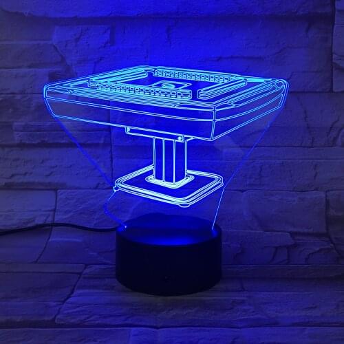 3D Lamp Chinese Culture Mahjong Table Battery Operated Color Changing with Remote for Room Decoration Led Night Light Lamp