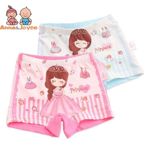 4 Pcs/Lot Childrens Underwear Female Cartoon Printed Baby Girls Boxer Panties Gift Suit 2-10Y