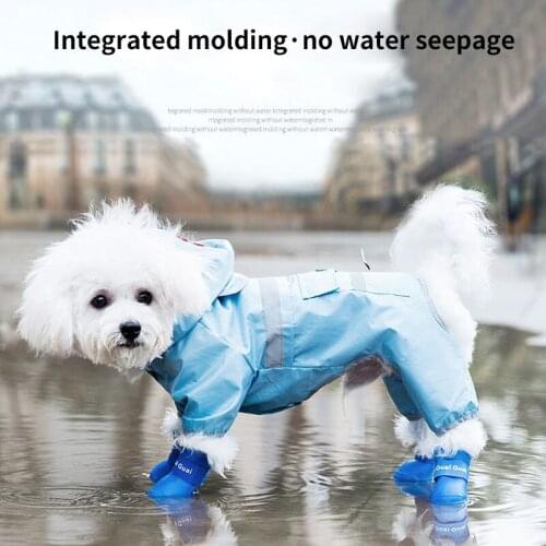 4pcs/lot Pet Dog Rain Shoes for Dogs Booties Rubber Portable Anti Slip Waterproof Pet Dog Cat Rain Shoes S M L Puppy Shoes