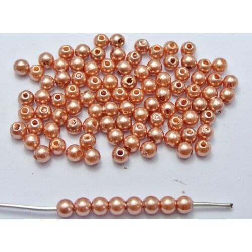 500 Pcs 6mm Plastic Faux Pearl Round Beads Light Coffee Imitation Pearl