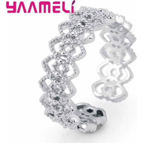 925 Silver Party Rings For Woman Fashion Hollow Out Pattern Design Wedding Engagement Rings Bridal Jewelry