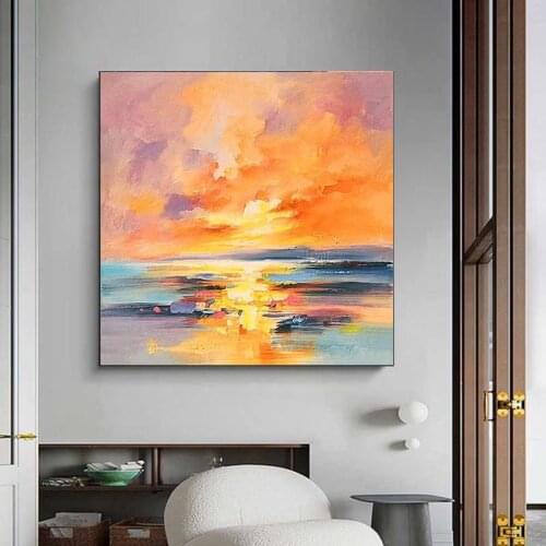 Abstract Sea Surface Dusk Canvas Painting Modern Romanticism Realistic Posters and Prints Wall Art Picture for Living Room Decor