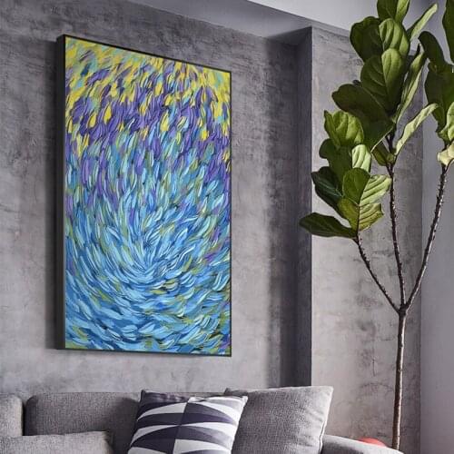 Abstract Blue Green Painted Canvas Paintings Wall Art Prints Poster Nordic Living Room Decorative Paintings Wall Home Decor