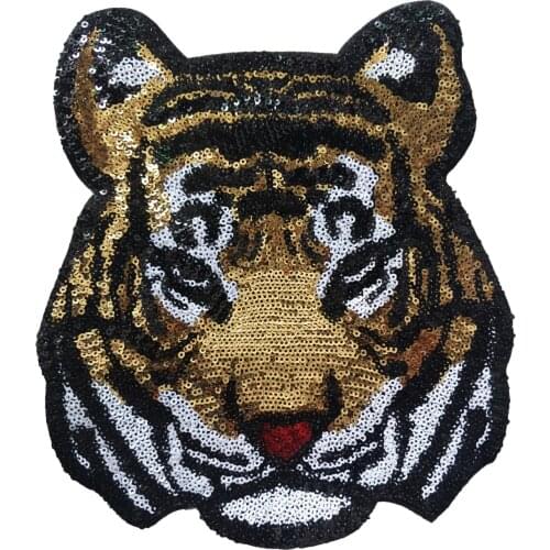1 Piece 24*21cm Cartoon Tiger Applique Trimming DIY Patchwork Crafts Garment Accessories Decoration Sequin Patch For Clothing