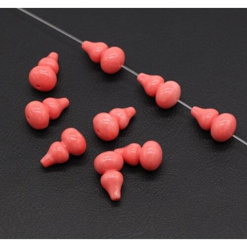 10Pcs Exquisite Pink Coral Beads Natural Stone Gourd-shaped Loose Beads for DIY Jewelry Making Accessories Fit Necklace Earring