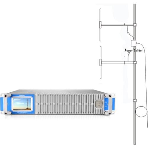 FSN-350W 300watt Radio Broadcast FM Transmitter + 2 Bay Dipole DP100 Antenna + 20 Meters Cable Cover 20-50KM