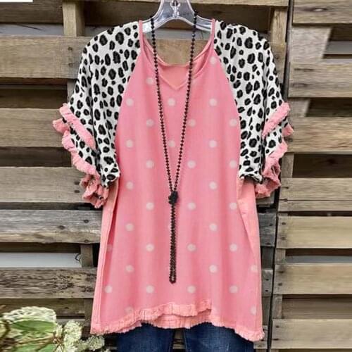 Patchwork Print Fashion V Neck Loose Casual Womens T Shirt Female Tassels Short Sleeves Vintage Tops Summer Clothes Топ Женский