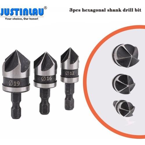 JUSTINLAU 3pcs Woodworking Tool Drill Bits Hexagonal Shank Drill Bit Sets Tools Jig for Drilling Drill Bits Screwdriver